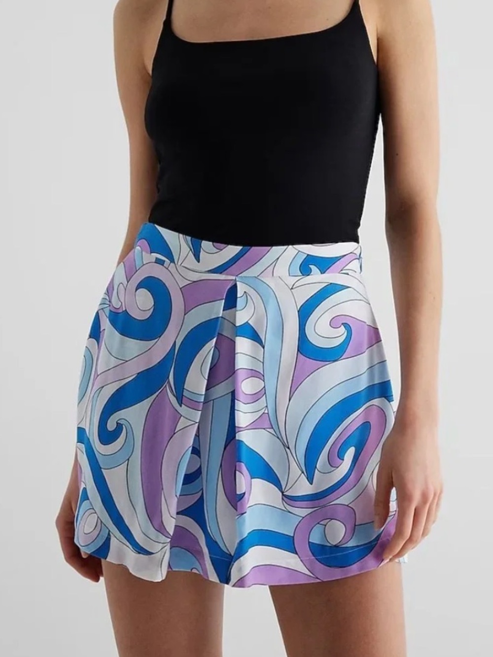 NWT Express Swirl-Print Mini Skort in Blue & Purple